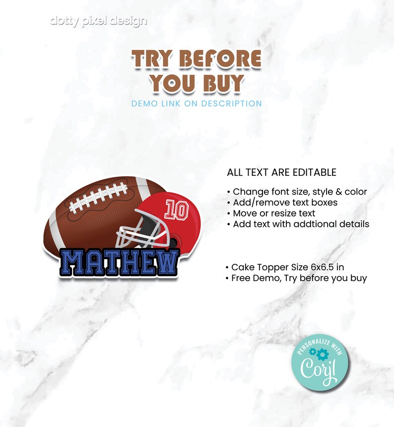 Printable Football Cake Topper Football Centerpieces - Etsy