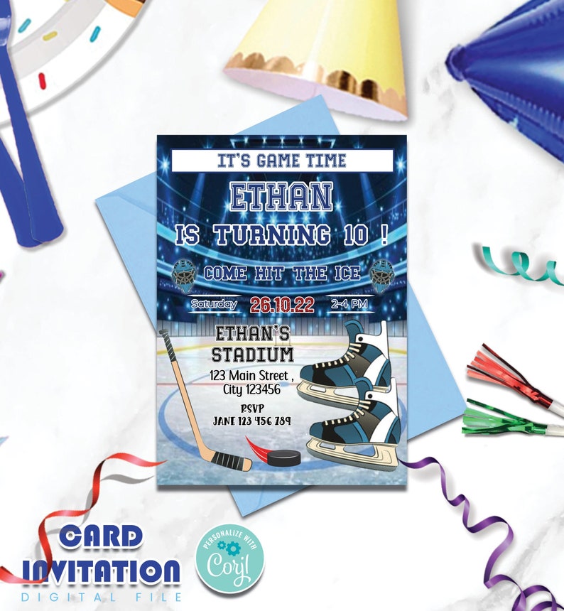 Printable Hockey Birthday Invitation Ice Hockey Games Etsy