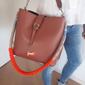 Alça de bolsa de paracord com detalhes neon e detalhes metálicos, alça de ombro para bolsa transversal, macramê, presente personalizado