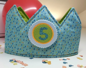 Couronne d'anniversaire "Party",*personnalisable avec nom*, couronne en tissu pour enfants, chapeau de fête