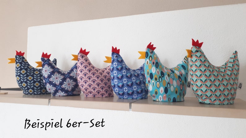 Eierwärmer-Set Hannelore, verschiedene Farben, Eierhuhn, Stoffhuhn, Tischdekoration, personalisierbar Bild 2