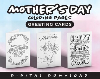 3 Tarjetas de Felicitación DIY para el Día de la Madre / Imprime y colorea tu tarjeta para mamá y abuela