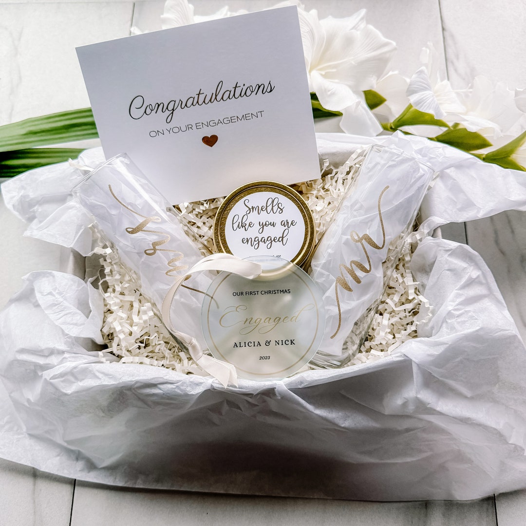 Engagement Gift Box for Couple, Engagement Gift Basket for Couple, Engagement Gifts for Couple