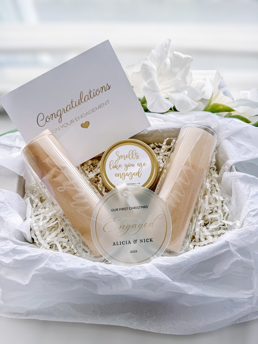 Engagement Gift Box for Couple, Engagement Gift Basket for Couple