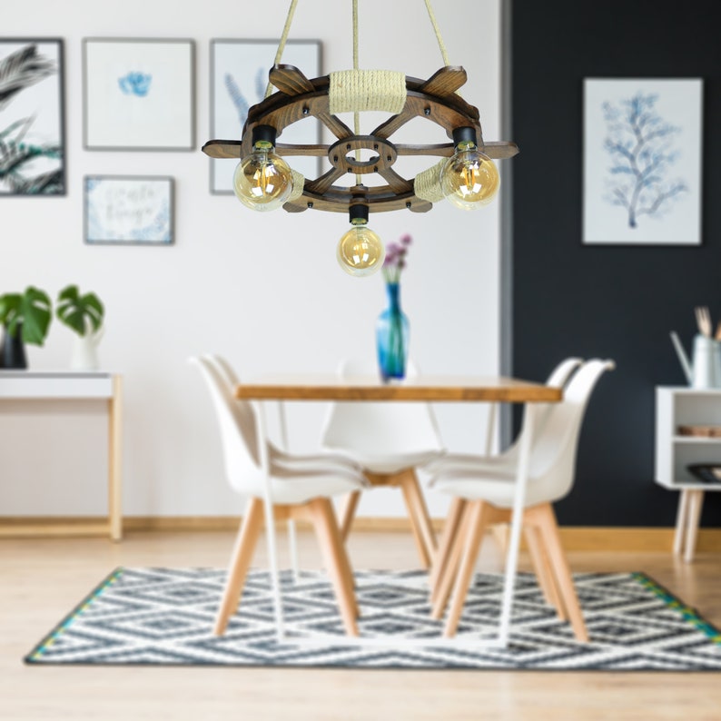 Sailor Ship Steering Wheel Pendant Light Beach Chandelier Etsy