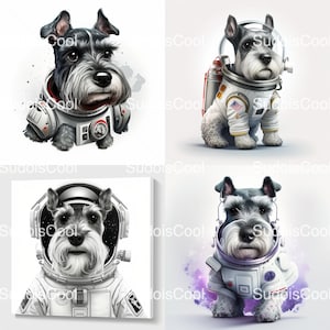 Adesivo cane Schnauzer / Astronauta cane / Adesivo cane carino / Adesivo animale domestico divertente (4pc)