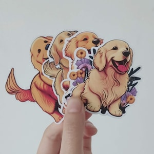 Sticker van de Hond van de Golden Retriever | Leuke hondensticker | Grappige huisdierensticker (4 stuks)