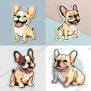 Bulldogge Hund Aufkleber | Süsser Hundeaufkleber | Lustige Haustier Sticker (4 Stück)