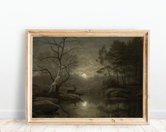 Vintage Moody Landscape Painting | Vintage Dark Academia Decor| Moody Wall Art Digital Print| Printable Painting