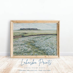 PRINTABLE Vintage Spring Meadow Painting | Country Landscape Print | V118