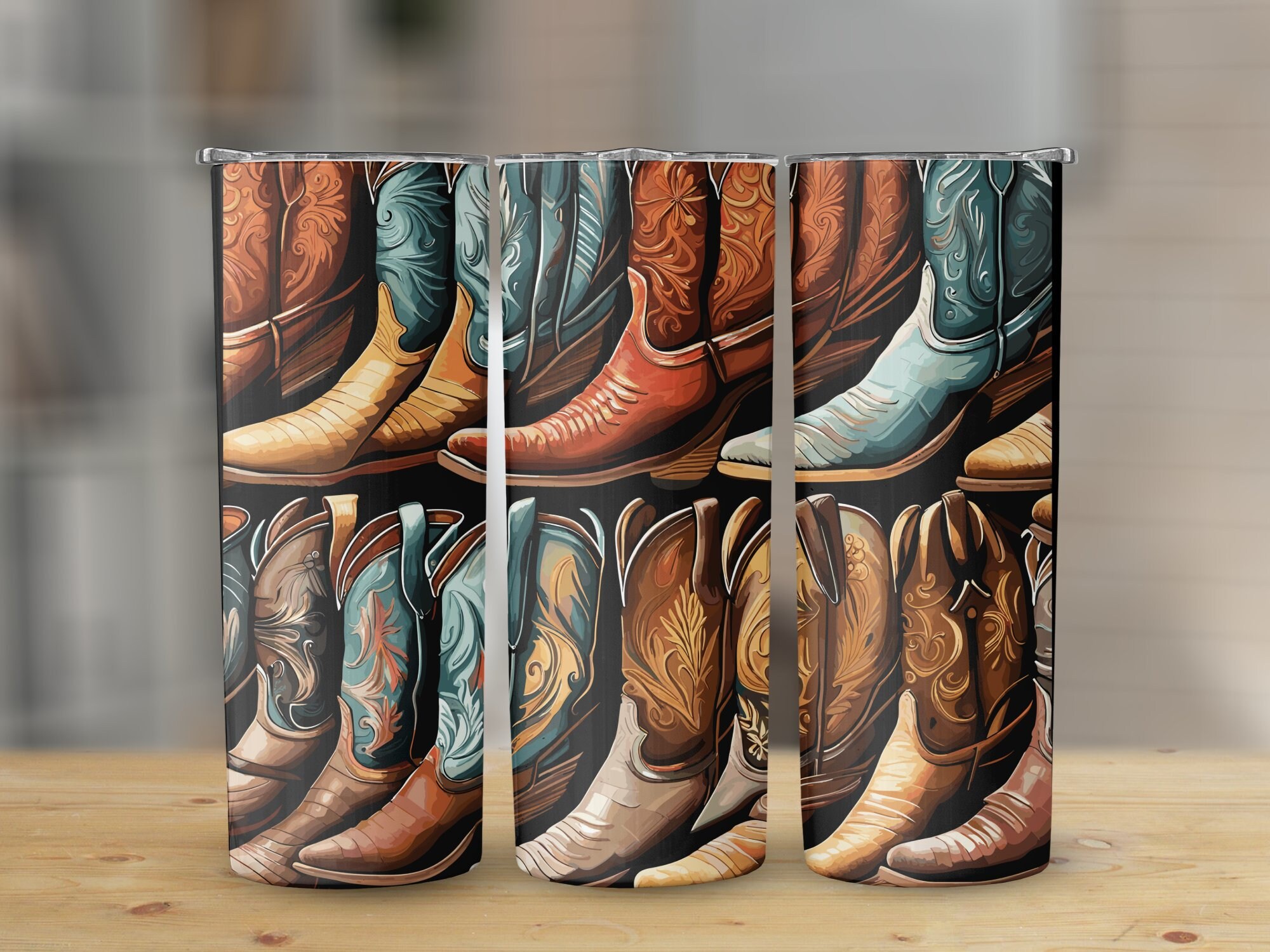 Cowboy Boots 20oz Sublimation Tumbler Designs, Straight & Tapered ...