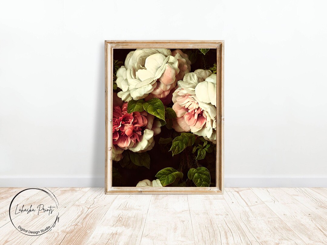 Moody Flower Print | Dark Floral Still Life Art | Dark Roses ...