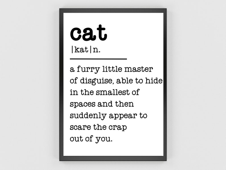Funny Cat Definition Pet Prints Cat Wall Art Cat Lovers Gift DIGITAL