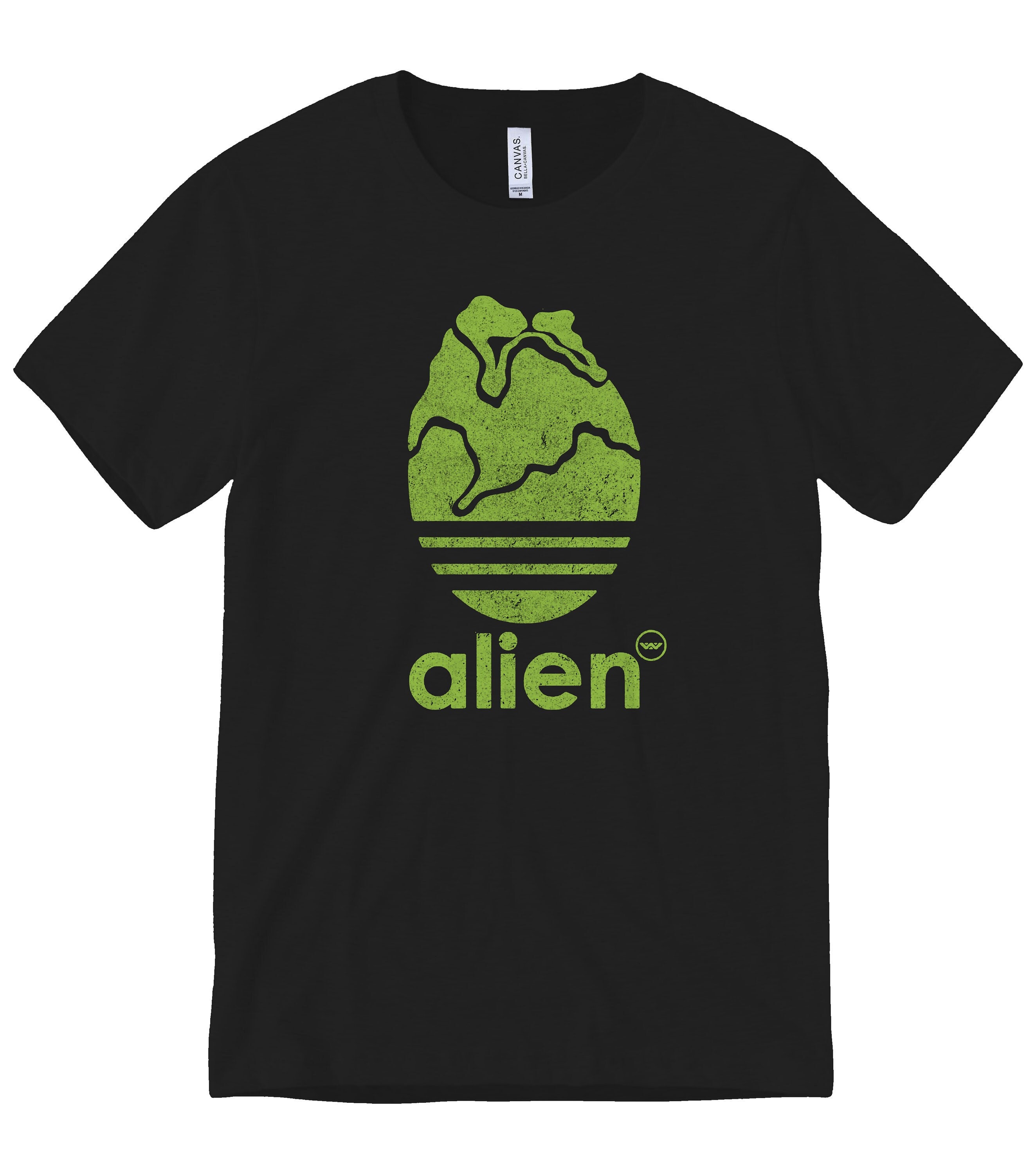 Alien Xenomorph Facehugger Egg T Shirt Vintage Green Sports Logo Stripe