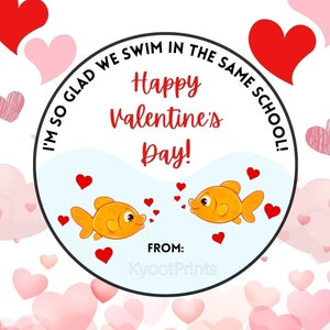 Klassenzimmer Valentine Goldfisch Tags Valentinstag Karte Kinder Schule Leckerbissen Cracker Snack Etikett Vorschule Valentinstag Junge Mädchen