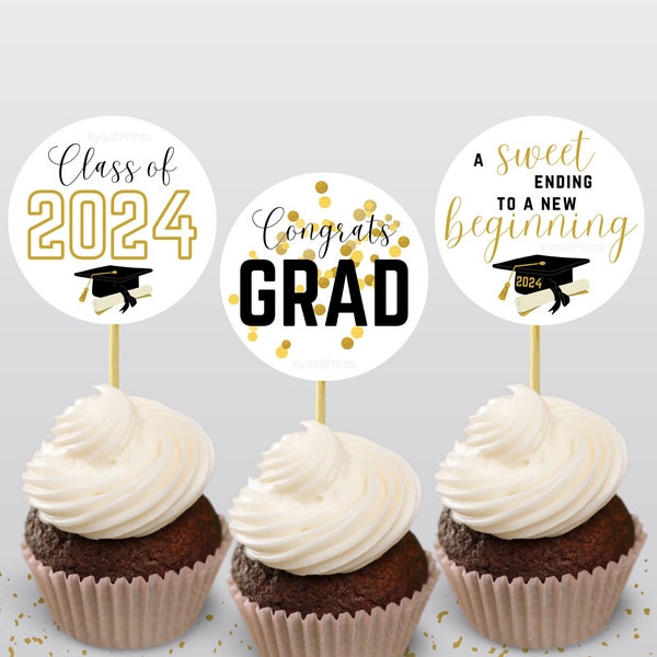 Graduation Cupcake Toppers Graduation 2024 Graduation Decorations for Graduation Party Favors Graduation Cupcake Picks Graduation Favor Tags