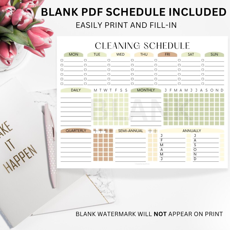 EDITABLE Cleaning Schedule PRINTABLE Cleaning List Household Chore ...