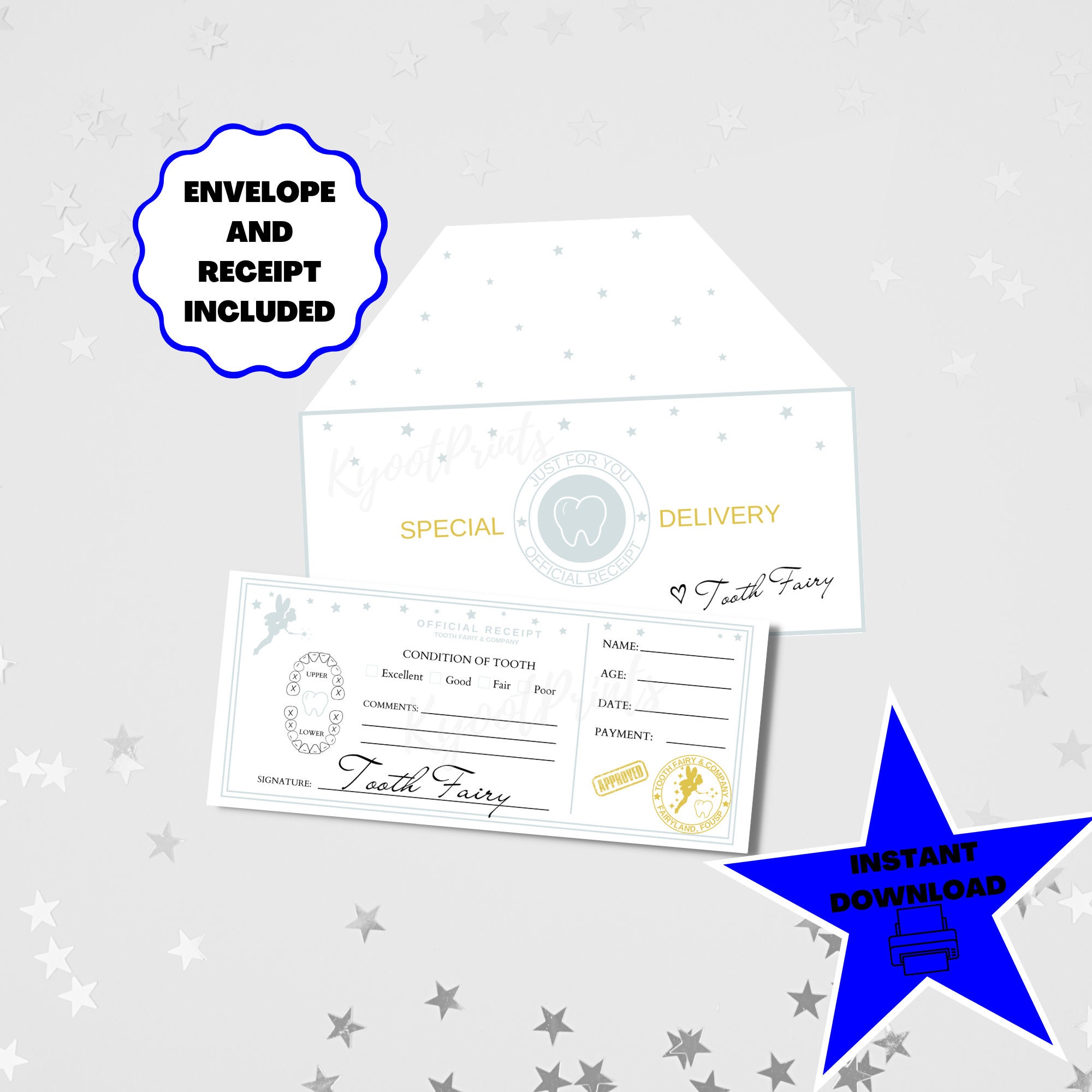 Tooth Fairy Receipt and Envelope Printable, Editable Tooth Fairy Note ...