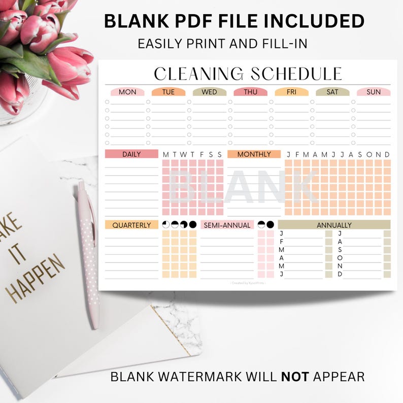 EDITABLE Cleaning Schedule PRINTABLE Cleaning List Household Chore ...