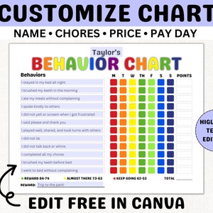 Kids Behavior Reward Chart PRINTABLE Behavior Tracker Behavior ...
