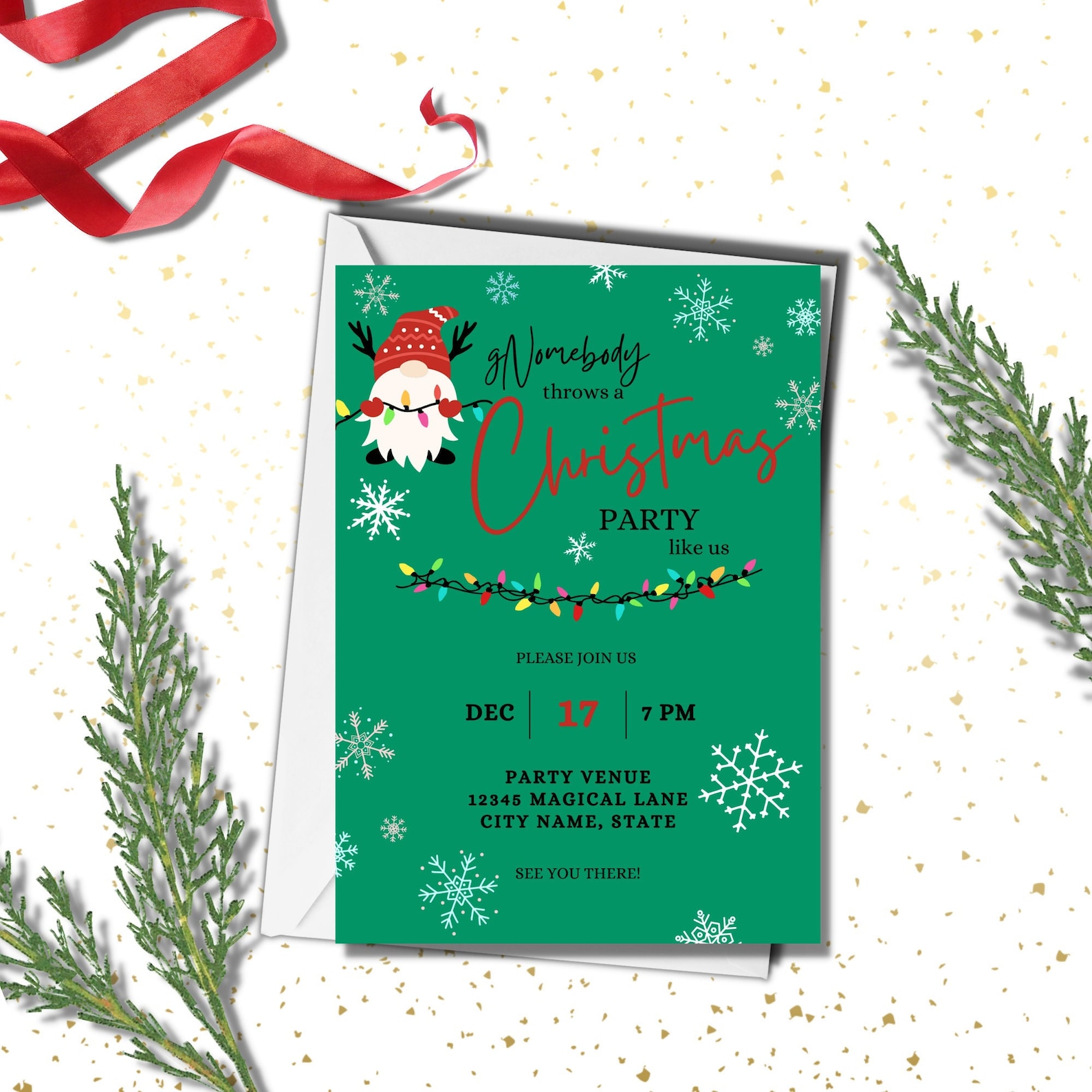 EDITABLE Christmas Party Invitation, Holiday Party Invitation, Company Party Invite, Family