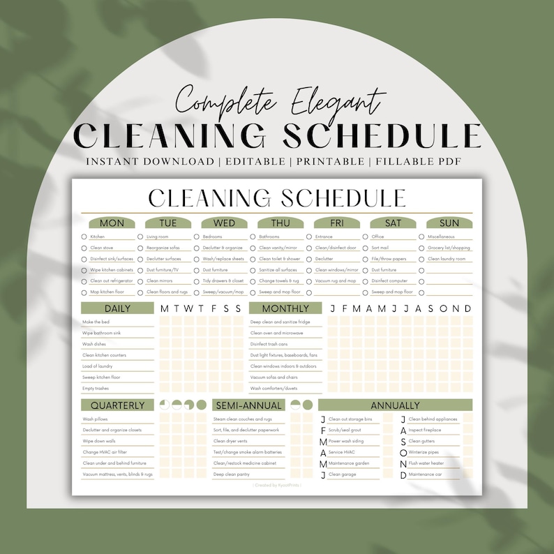 EDITABLE Cleaning Schedule PRINTABLE Cleaning List Household Chore ...