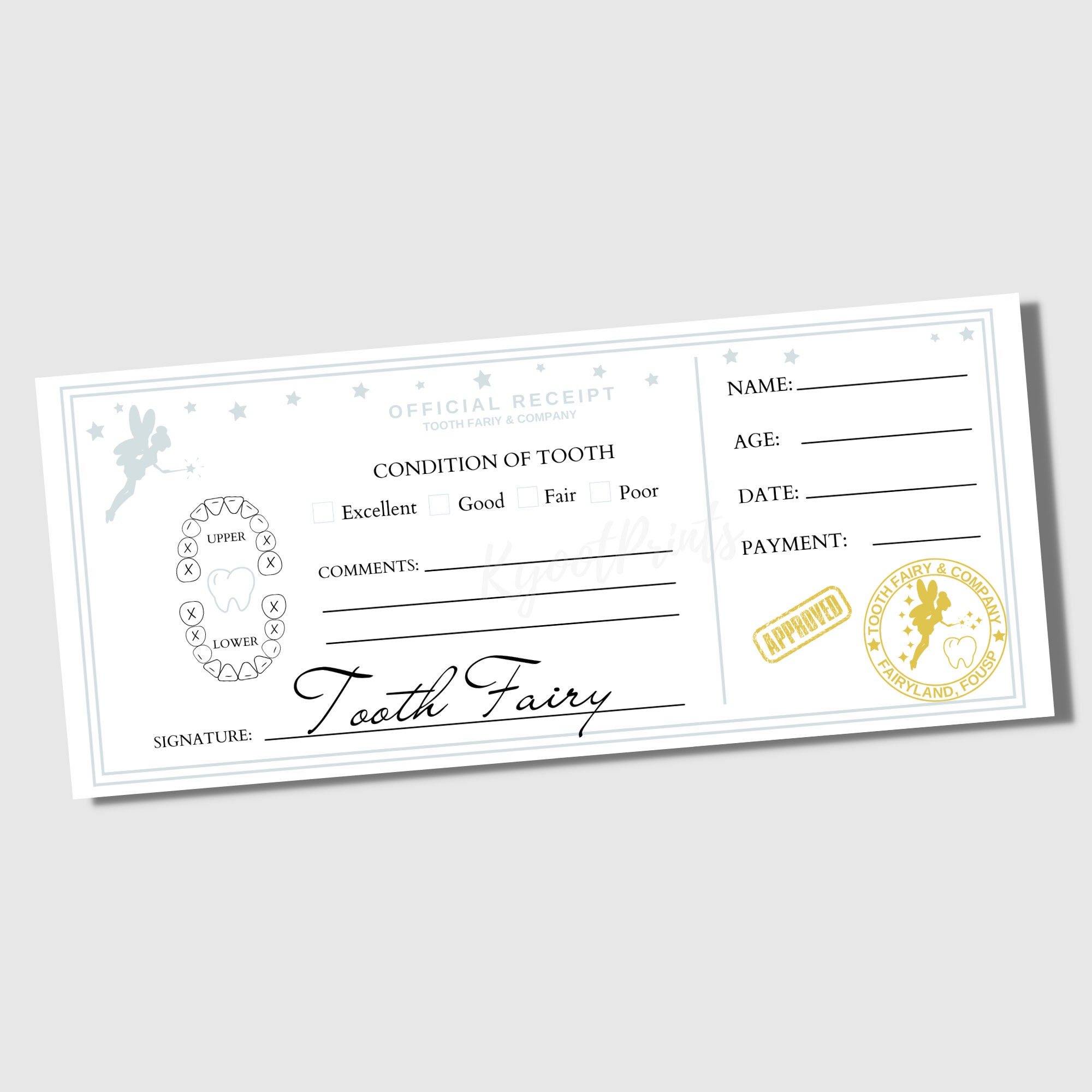 Tooth Fairy Receipt and Envelope Printable, Editable Tooth Fairy Note ...