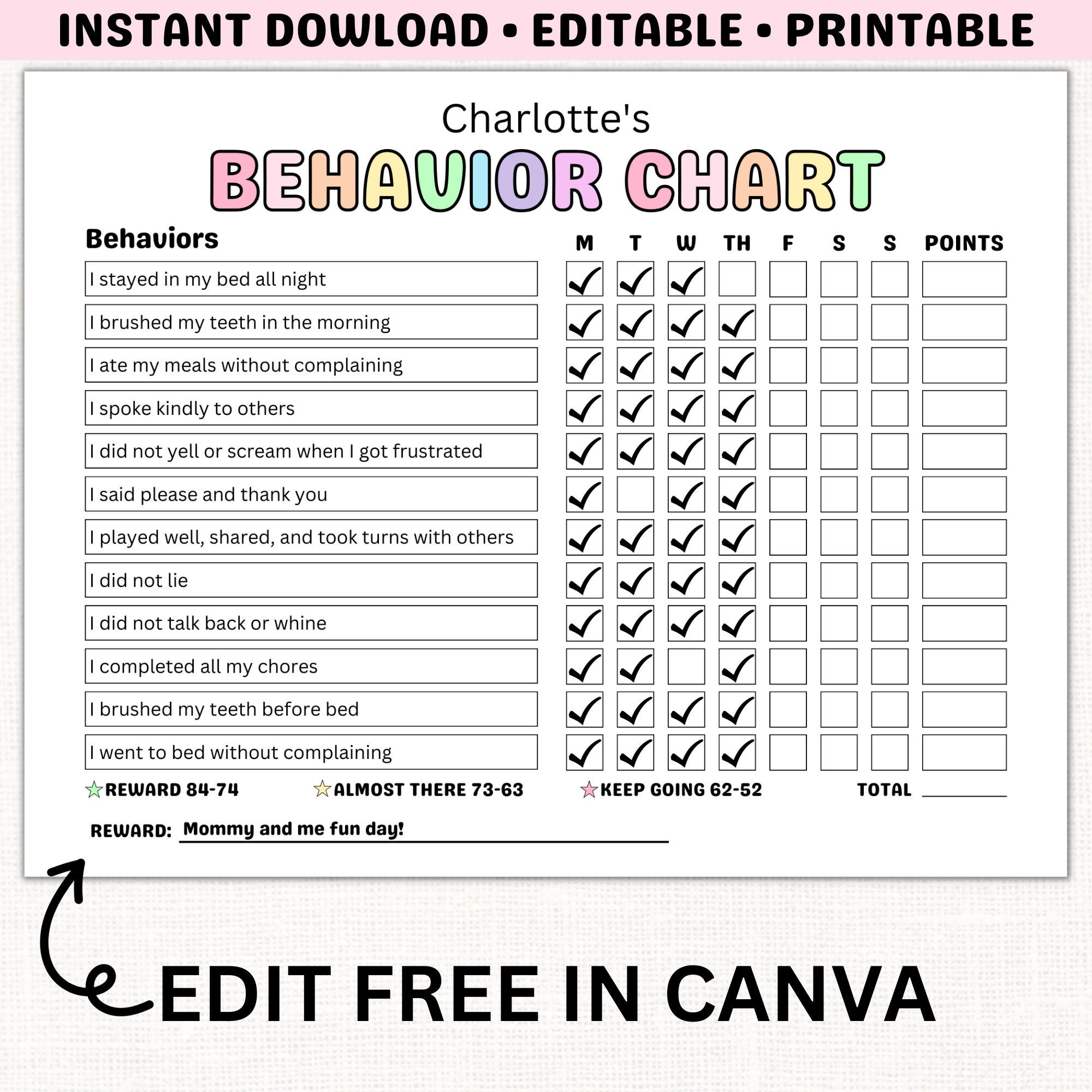 kids-behavior-reward-chart-printable-behavior-tracker-behavior-management-child-behavior-log-editable-behavior-template-home-classroom-etsy for Free Printable Preschool Behavior Chart Kids Behavior Reward Chart PRINTABLE Behavior Tracker Behavior Management Child Behavior Log EDITABLE Behavior Template Home Classroom - Etsy for Free Printable Preschool Behavior Chart