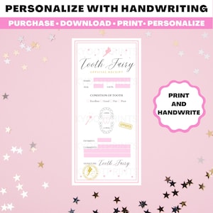 Tooth Fairy Receipt Printable, Editable Tooth Fairy Note, Instant ...