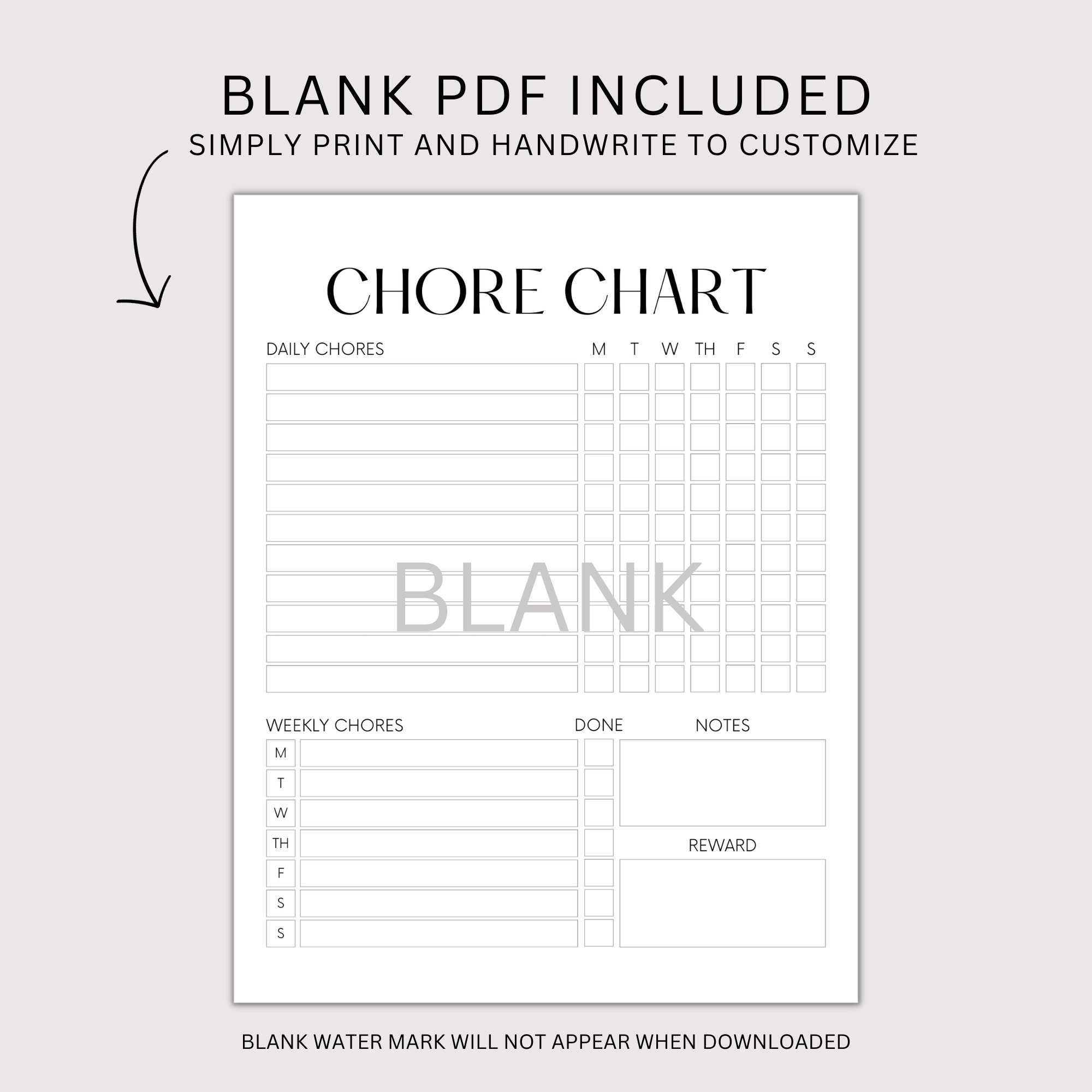 Chore Chart for Kids Teen Chore Chart Template Daily Chores ...