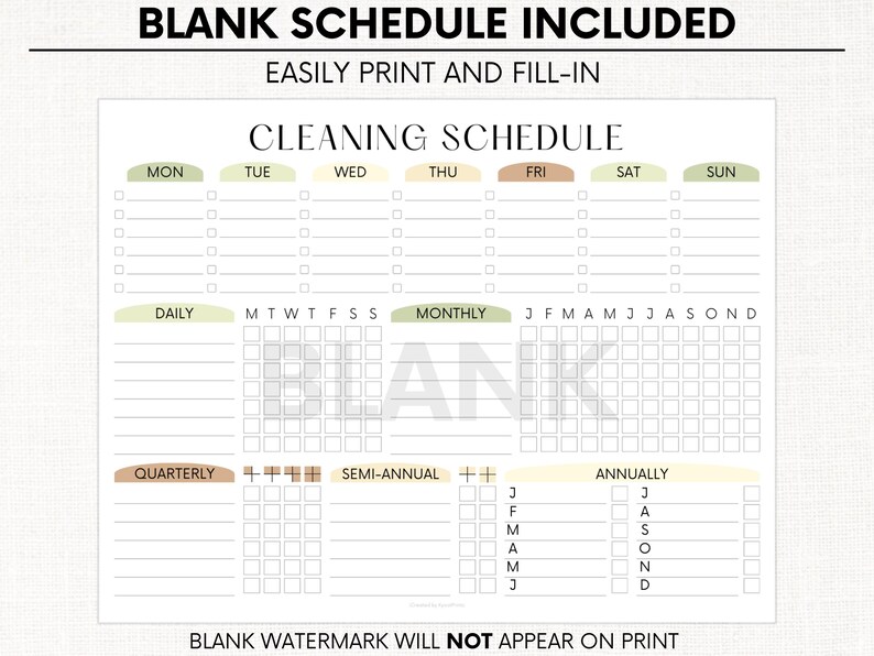 EDITABLE Adult Cleaning Schedule PRINTABLE Cleaning List Household ...