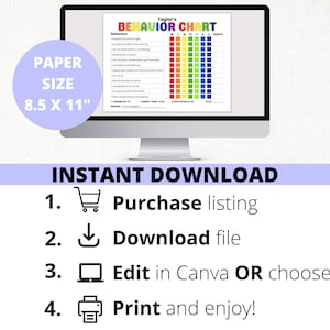 Kids Behavior Reward Chart PRINTABLE Behavior Tracker Behavior ...