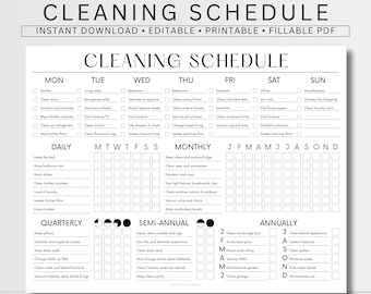 EDITABLE Cleaning Schedule PRINTABLE Cleaning Household Adult Chore Chart ADHD Cleaning Planner Daily Weekly Monthly Cleaning Checklist pdf