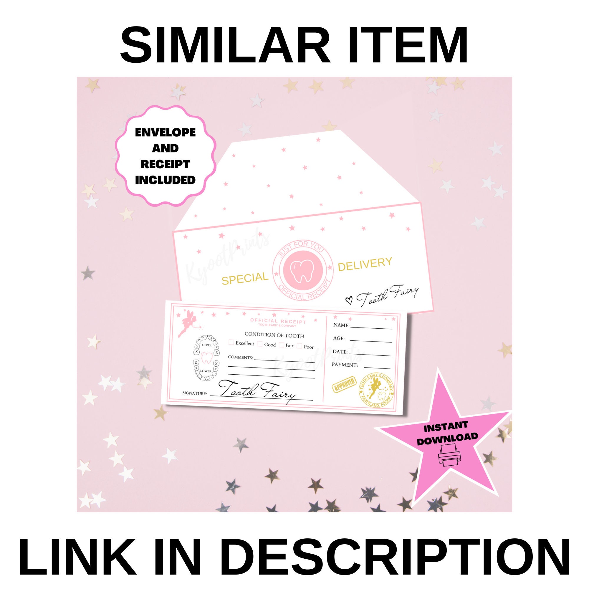 Tooth Fairy Receipt and Envelope Printable, Editable Tooth Fairy Note ...