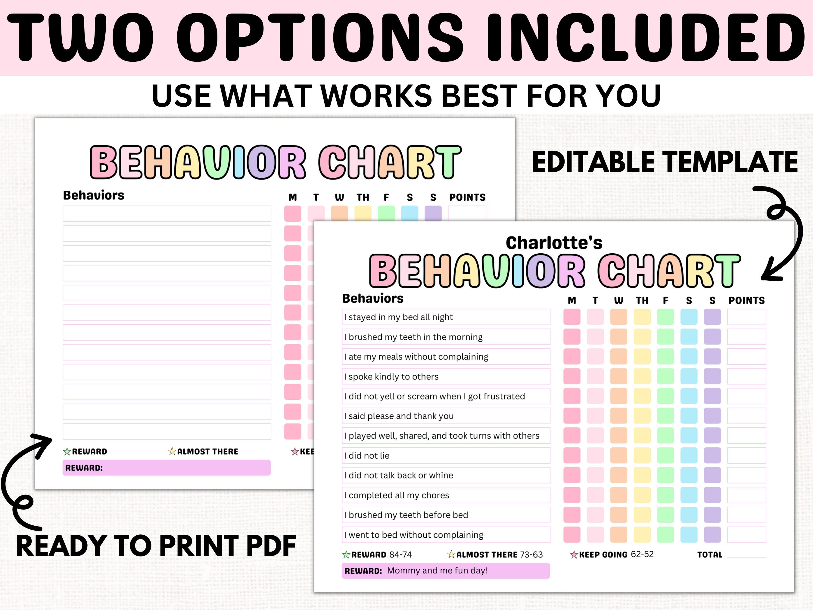 Kids Behavior Reward Chart PRINTABLE Behavior Tracker Behavior ...