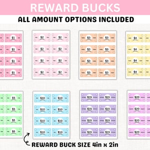 Bucks Color Chart Editable Kids Reward Bucks Printable Reward Chart for Kids Reward ...