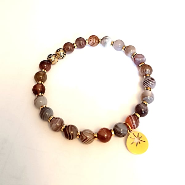 Bracelet en pierre naturelle gemme agate Sardonyx