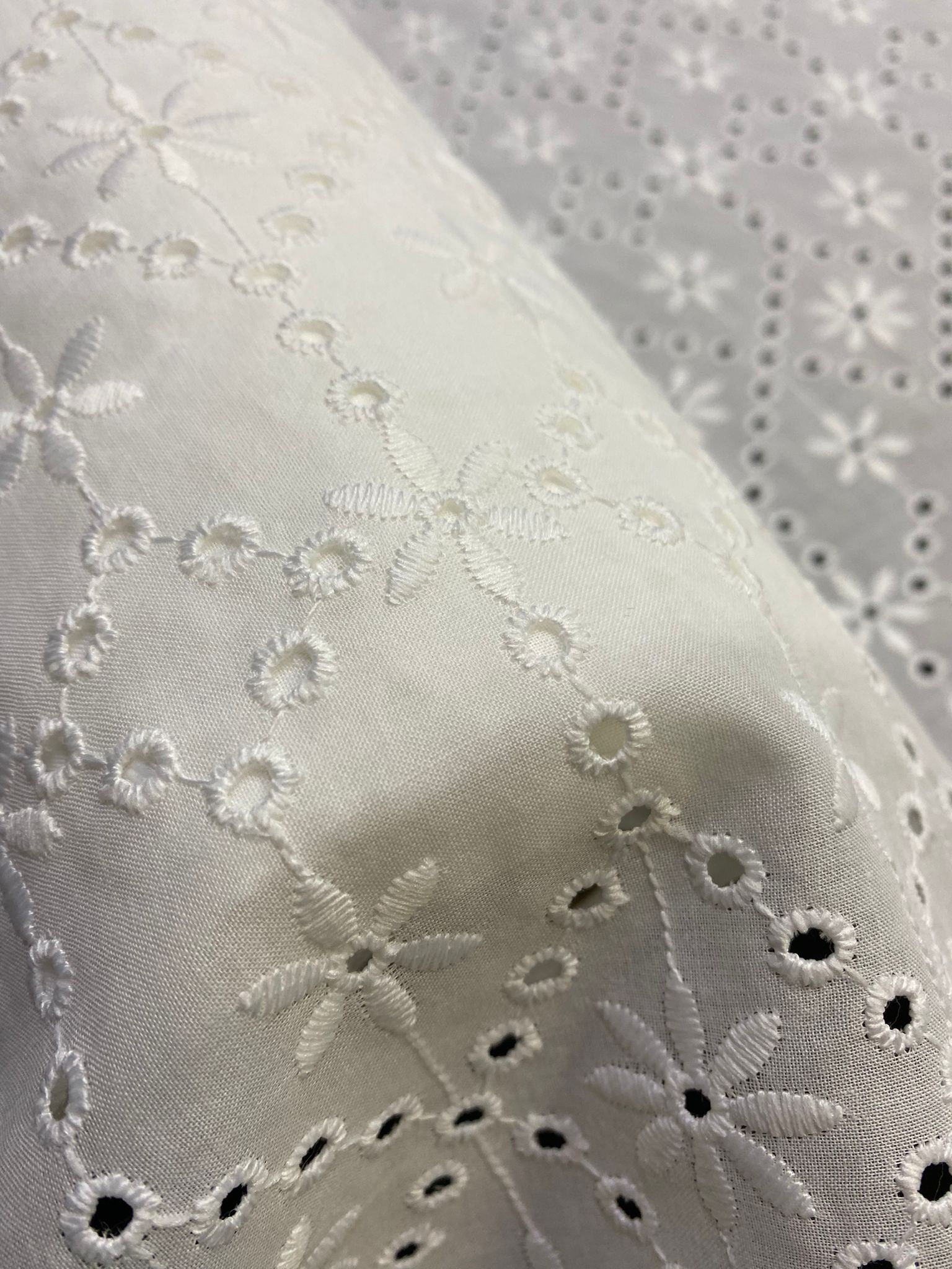 Eyelets In Textiles Floral Embroidered Eyelet Cotton Lace Fabric - off White, 51