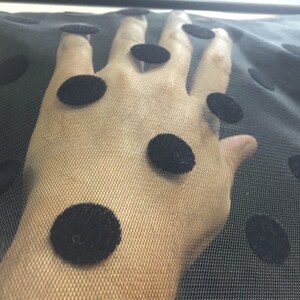 Black Polka Dot Flocked Tulle Fabric. Soft Tulle Fabric with Velvet Dots. by yard. Graduation,Engagement Dress,Dance Costumes, Party Decor