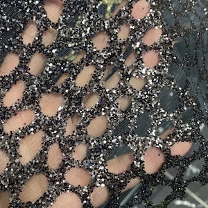 Elegant Black Glitter Tulle Fabric - Perfect for Dresses and Special Occasions - 55&#39;&#39; Width