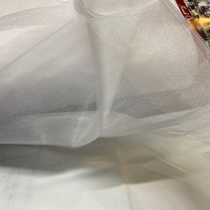 Tecido de tule cristal branco: 118 polegadas de largura, para uso em casamentos e fantasias