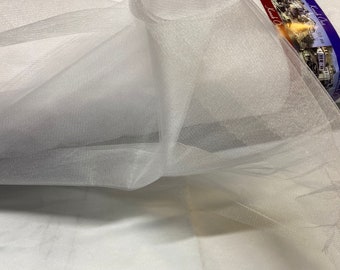 White Crystal Tulle Fabric – 118” Wide | Stiff Tulle for Tutu Skirts, Dresses, Costumes, Crafts & Decor