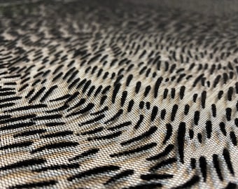 Black Flock Prints Tulle Fabric - Ideal for Evening Gowns, Bridal Dresses, and Decor.