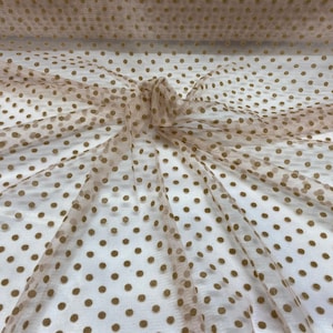Salmon Polka Dot Tulle Fabric: Flocked Mesh, 57-59&quot; Wide