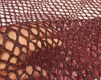 Burgundy Glitter Flocking Tulle Fabric - 57" Wide