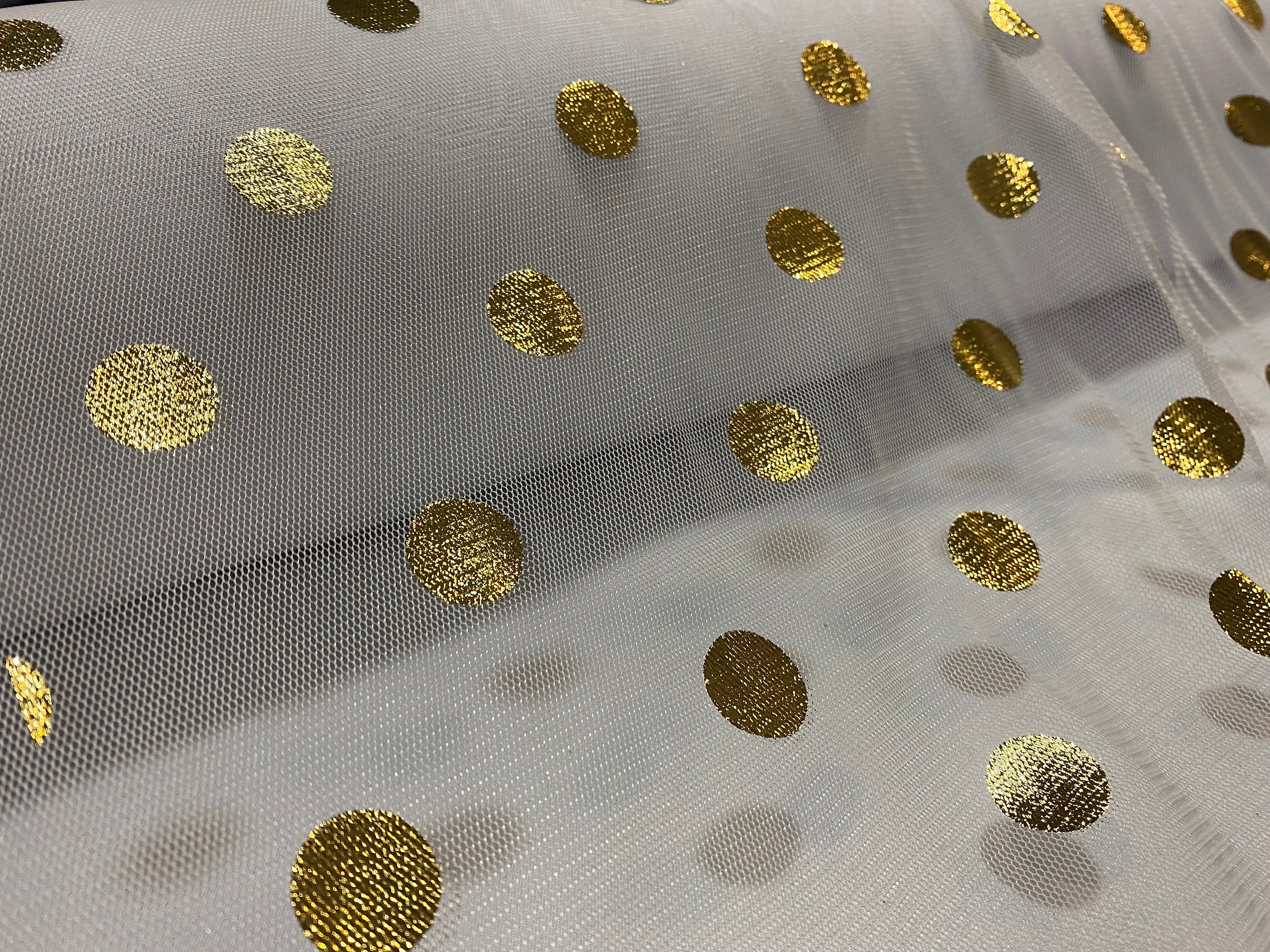 Gold Polka Dot Tulle Fabric: Off-white Stretch, Party Dress and Decor  Material - Etsy Israel, image size:3000x2250