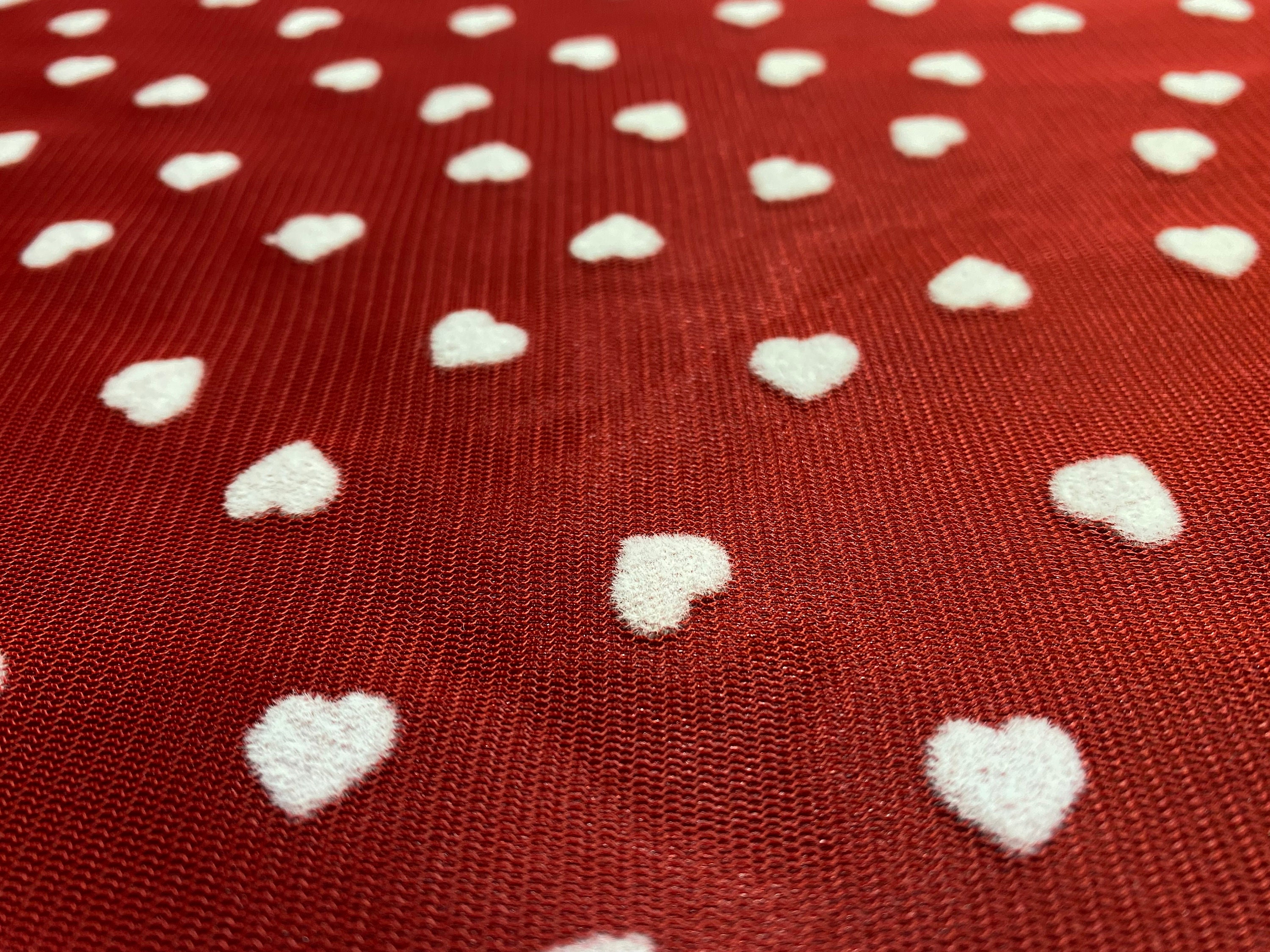 Red Tulle Fabric With White Heart Flock Print.white Heart Print Red Tulle.for  Dresses,valentine's Day Costume and Valentine Day Decor 