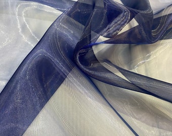Sparkle Navy Blue Organza fabric.Lightweight Fabric, Width : 59&#39;&#39; / 150cm. Evening Dress,Home Decoration.Party Costumes,Prom Dress Fabric,