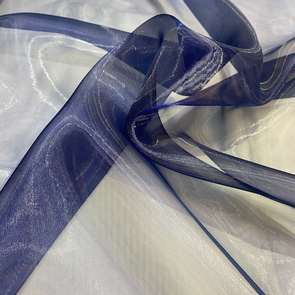 Sparkle Navy Blue Organza fabric.Width : 59'' / 150cm. Evening Dress,Skirts,Crafts,Wedding,Home Decoration.Party Costumes,Prom Dress,