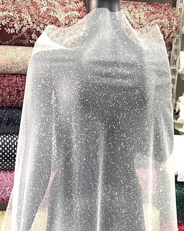 spray glitter on wedding dress V-neck Glitter Tulle With An Overskirt Wedding Dress Off-White / FR 52 main image 0